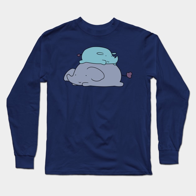 Little Elephant and Rhino Long Sleeve T-Shirt by saradaboru